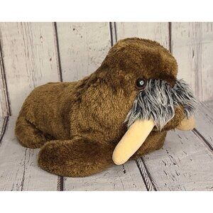 9" Vintage 1975 Dakin Brown Walrus Plush Nutshells Weighted Stuffed Animal Tusks